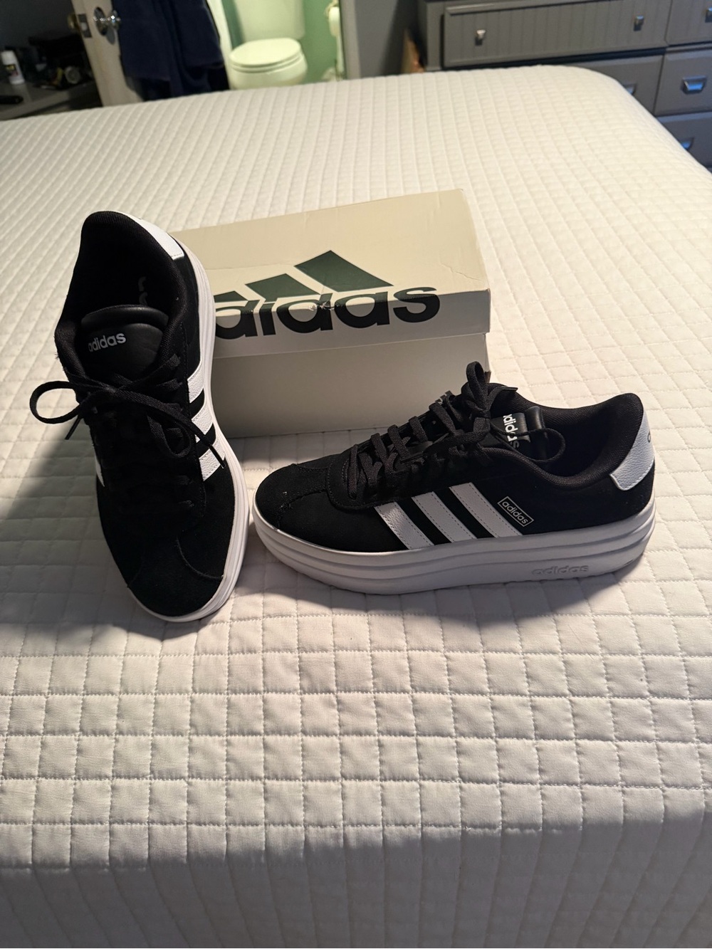 adidas Black and White Platform Women's Athletic Sneakers